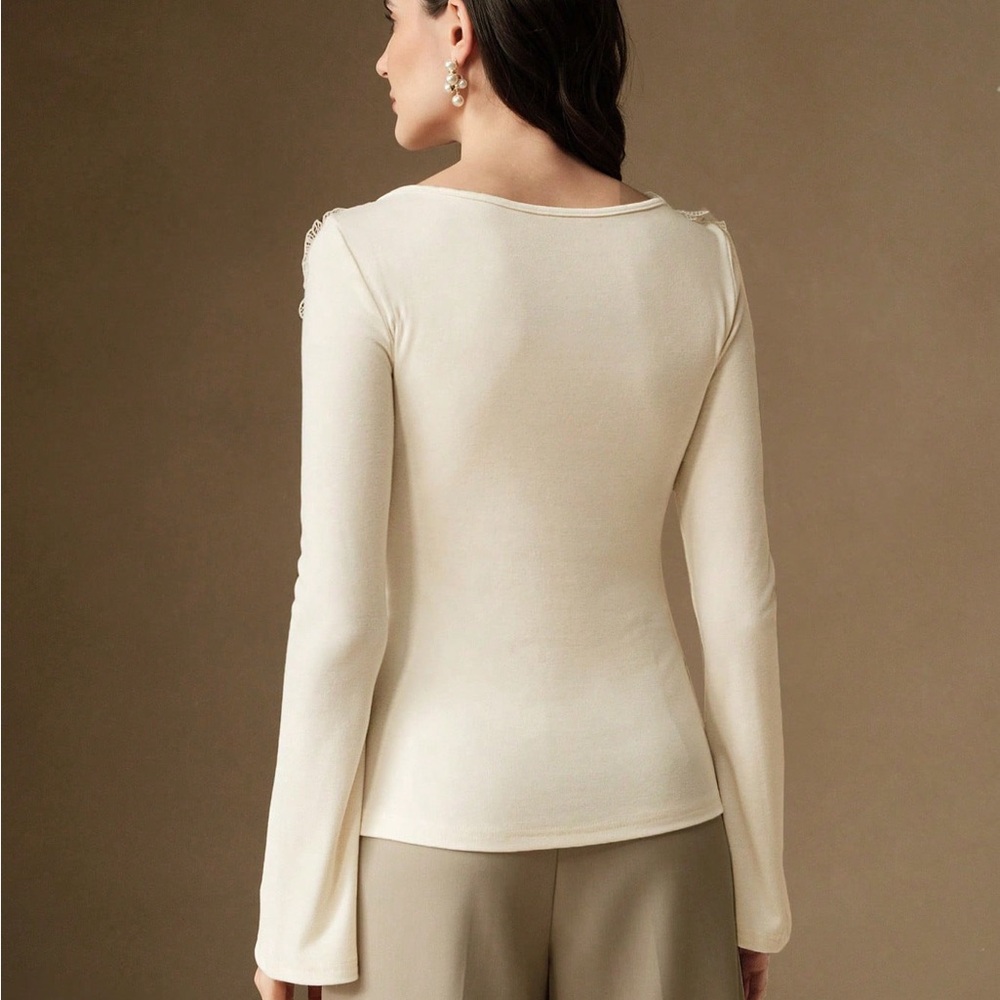 Elegant Cream Long Sleeve Top